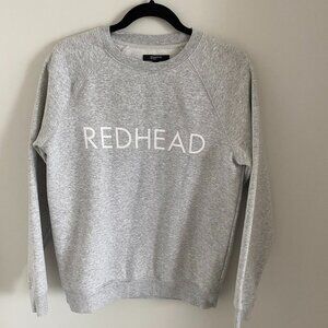 BRUNETTE GRAPHIC CREWNECK SWEATER TOP SWEATSHIRT WOMEN'S GRAY HEATHER SIZE S/M